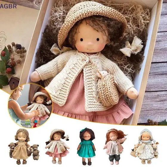 [AGBR] Boneca Waldorf Feita À Mão , Bonecas Fofas Esmaltadas , Brinquedos De Pelúcia Macios , Presente De Aniversário Pa
