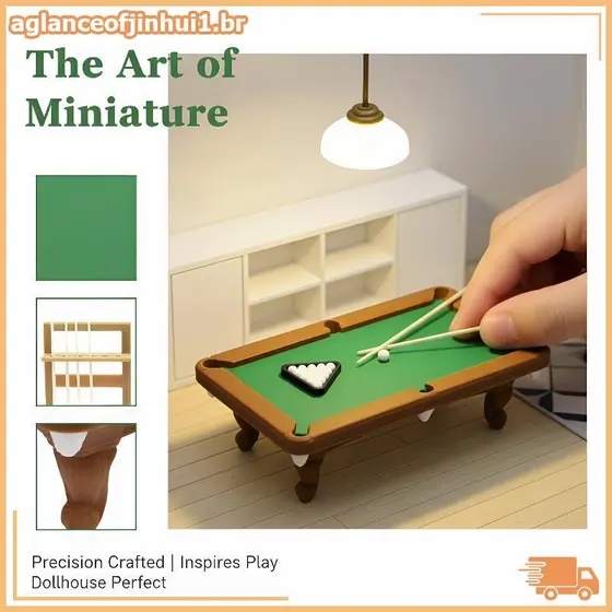 [AGBR] Mini Mesa De Sinuca Para Casa De Bonecas 1 Conjunto 112 Kit De Móveis Com Modelo De Bilhar Cue Ra Perfeito Sala D