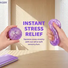 [AGBR] Bolinho Colorido Sensorial Bola De Estresse Glitter Brinquedo De Apertar Para Escola Escritório Autismo Alívio De