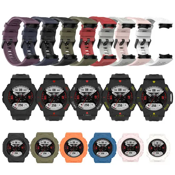 Para Huami Amazfit T-Rex 2 Pulseira Esportiva De Silicone Macia PC Tampa E Estojo Protetor TPU