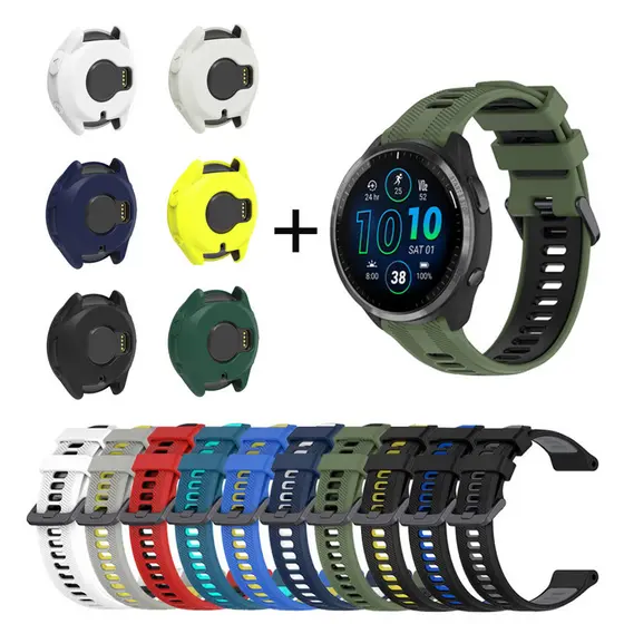 Para Garmin Forerunner 965 Dois Tons Pulseira De Silicone Cinta TPU Caso Protetor