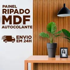 Kit Painel Ripado MDF Autocolante 45x11 cm Revestimento Decorativo de Parede Sala Quarto