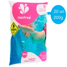 Kit 20 Pastilha Tablete Cloro 200g Tripla Ação Piscina 4kg