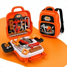 Kit Maleta de Ferramentas Infantil 22 Peças 3 em 1 Vira Mochila Oficina Brinquedo Menino Educativo