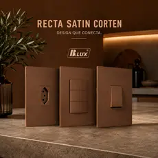 Interruptor Tomada Marrom Parede BLUX Recta Satin Corten Fosco 4x2 Design Elegante Bronze Acabamento Premium Moderno