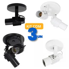 Kit 3 Spot Sobrepor Aletado Lustre Luminária Para 1 ou 2 Lâmpadas E27 Teto Parede - Universal Aleta