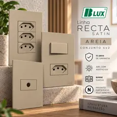 Tomada Areia Fosca 4x2 Alto Padrão Bege Tomada 10a 20a Interruptor Simples Paralelo Recta Satin Blux