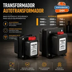 Auto Transformador 7000va 3000va 2000va 1500va 1050va 750va 500va 300va Bivolt 110v e 220v VOLTZ