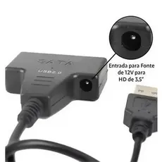 Cabo sata usb 3.0 com entrada para fonte para uso em hd 3,5 de desktop adaptador leitor hd ssd 2,5 e 3,5