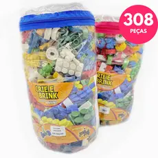 Blocos de Montar Brinquedos Infantil Educativo Didático Construção 308 peças - Crie e Brink