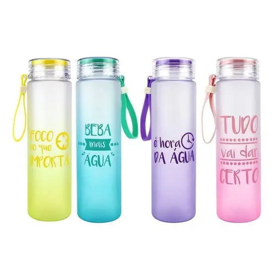 Garrafa Squeeze Frases Atacado Dizeres Água 500ml Fosca