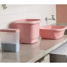 Kit Lavanderia Balde + Bacia + Porta Sabão em Pó UZ