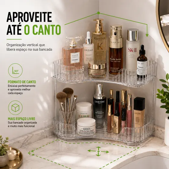 Organizador Acrílico Para Cosméticos 2 Prateleiras Multiuso