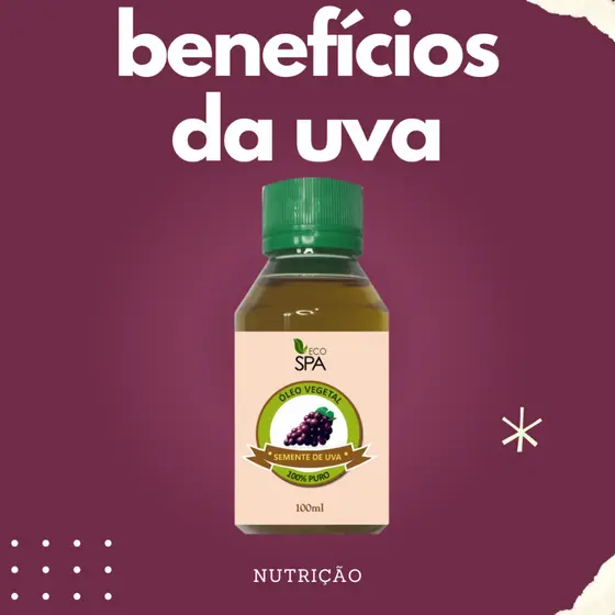 Óleo Vegetal De Semente De Uva 100% puro E Natural 100ml