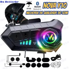 NOVA Y10 Fone De Capacete Com Luz Ambiente Bluetooth 5.3 Para Capacete Ipx6 À Prova D'água