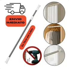 Varão Extensivel Tubo Bastão Barra Ajustável Para Cortina Box de Banheiro Divisória 70cm até 2m