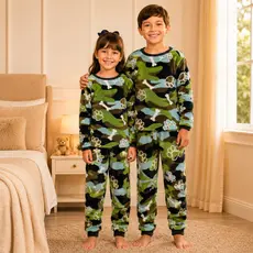 Pijama Intantil Soft 2 ao 14 Plush Fleece Manga Longa Juvenil Inverno Manga Comprida Adolescente