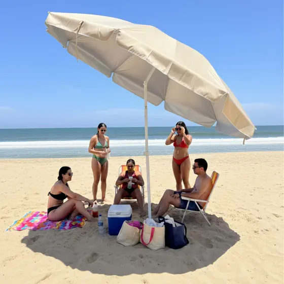 Guarda Sol Gigante 2,40m/1,90m Praia Piscina Respirável Verão Ombrelone Articulado Grande Sombreiro