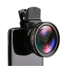 GS 2 Em 1 Kit Clip De Lente Do Telefone Móvel Externo HD Macro 37mm 49UV 0.45x Super Grande Angular 12.5x Da Câmera