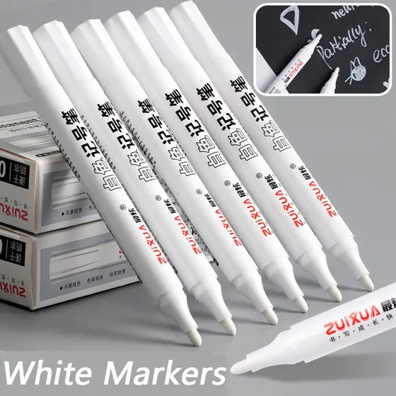 5PCS Caneta Marcadores De Gel Branco Com Pintura De 0,8mm/Material Escolar