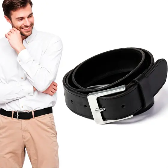 Cinto Masculino Social Ajutável Couro Sintético Fivela Larga Metal Elegante Resistente Presente