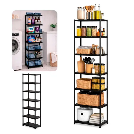 Prateleira Desmontável Estante Multiuso Modular Resistente Preta 7 Estantes