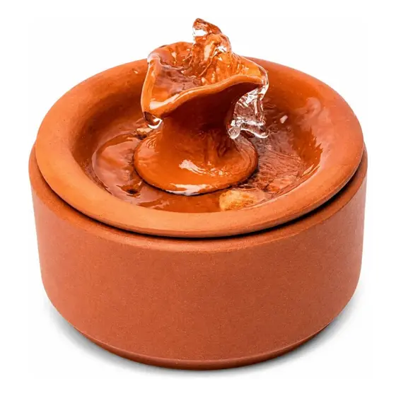 Bebedouro Fonte Água Gato Cerâmica Barro Silencioso Água Fresca Terracota Natural