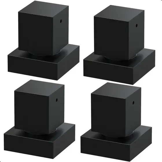 Kit 4 Acabamentos Para Registro Todo Em Metal Quadrado Preto 16 Estrias Compatível Com Padrão Deca