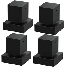 Kit 4 Acabamentos Para Registro Todo Em Metal Quadrado Preto 16 Estrias Compatível Com Padrão Deca