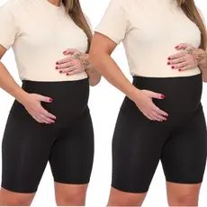 KIT 2 Bermuda Gestante Shorts Maternidade Legging Pretas Super Zero Transparencia