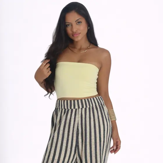 Top Feminino Faixa Cropped Tomara Que Caia Liso Forro Duplo Suplex