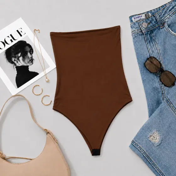Body Feminino Tomara Que Caia Forrado Suplex Verão Modelagem Ajustada Moda Casual