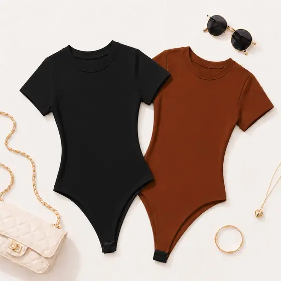 Kit 2 Body Femininos Careca Manga Curta | Suplex Confortável | Moda Verão e Tendência Casual