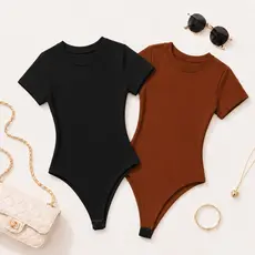Kit 2 Body Femininos Careca Manga Curta | Suplex Confortável | Moda Verão e Tendência Casual