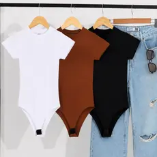 Kit 3 Body Feminino Careca Manga CurtaTecido Suplex Moda Verão Tendência
