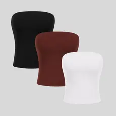 Kit 3 Cropped Feminino Top Tube Tomara Que Caia Tubinho Suplex Premium Moda Casual