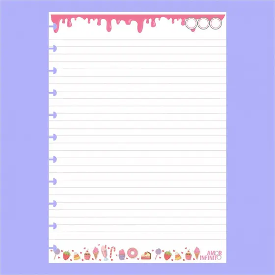 Refil Para Caderno de Disco Sistema Inteligente Amor Infinito Cadernos - Candy