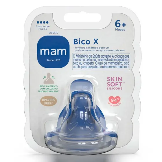 Bico Mamadeira X Mam 6m+ Fluxo Super Rápido 1 Unidade