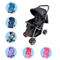 Carrinho Bebê Passeio Menina Menino Reclinável  Berço Alça Reversível com Mosquiteiro Bamboo + Bolsa