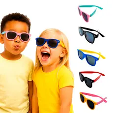 Óculos de Sol Infantil Kids Menino Menina colorido clássico Proteção UVA UVB Estojo e Lenço Limpeza