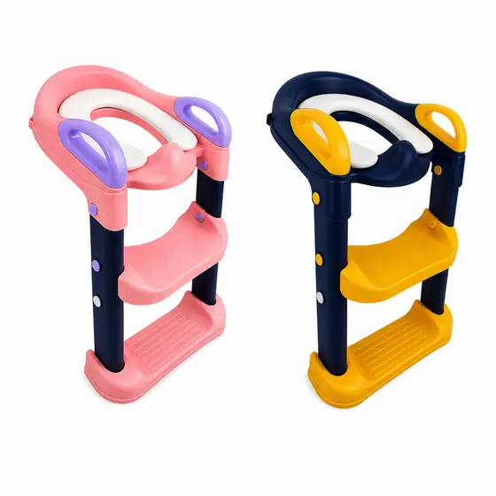 Assento Redutor Infantil com Escada/Altura Ajustável Base Antiderrapante para Vaso Sanitário Bamboo