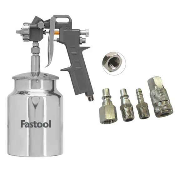 Pistola De Pintura Tanque Baixo 1000 Ml E Jogo Engate Rápido