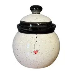 Pote Bola Armazenador de Alimentos Cerâmica Coração Preto | Organizador Decorativo para Cozinha