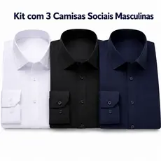 kit 3 camisas Social Masculina