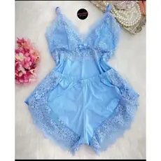 Pijama Baby Doll  Short Doll Feminino Detalhe de Renda