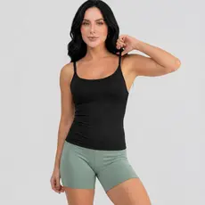 Regata  Alça Fina Fitness Blusa Feminino Lisa Poliamida Slim