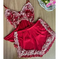 Pijama Baby DOll Feminino Rendado