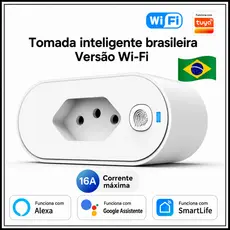 Tomada Inteligente Plugue WI-FI 16A com Monitor de Energia Funciona com Google Home e Alexa