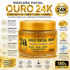 Máscara Facial Ouro 24K 180g Hidratante com Colágeno e Vitamina C Limpeza Facial e Cuidado da Pele
