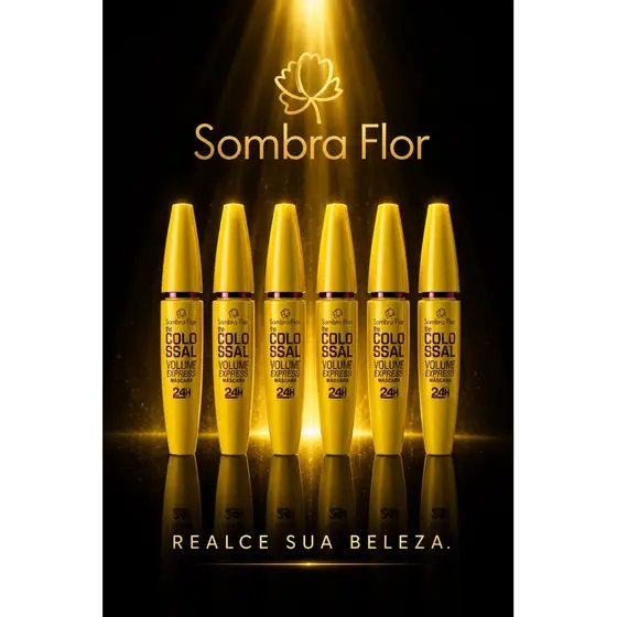 Kit 6 Rímel Sombra Flor Colossal Volume Express 24H Máscara para Cílios Longos Volume Intenso Resistente Mini Atacado